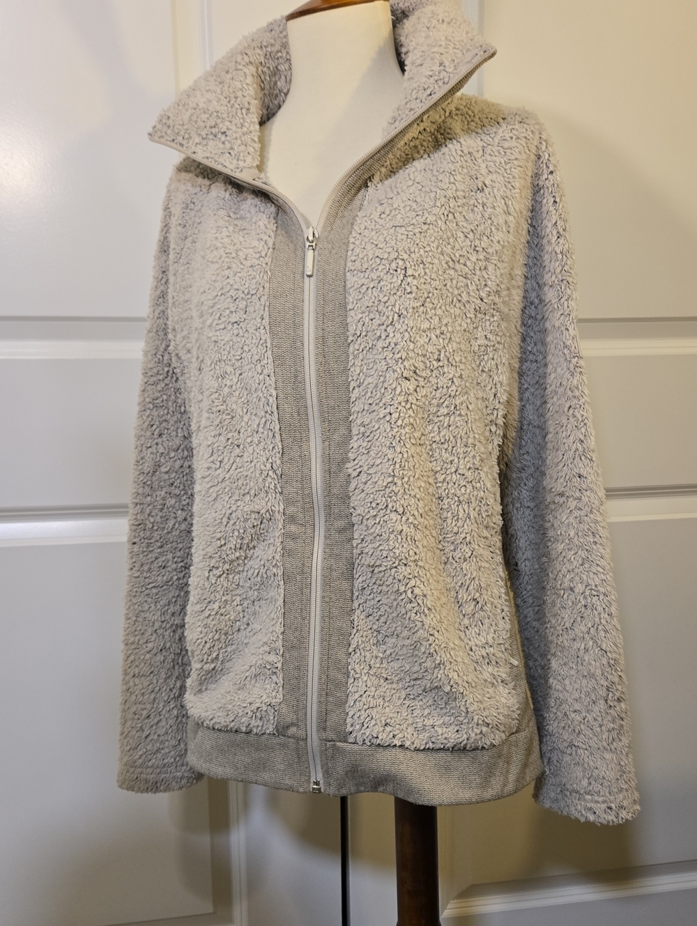 The North Face Women's Light Gray Teddy Zip-Up Jacket